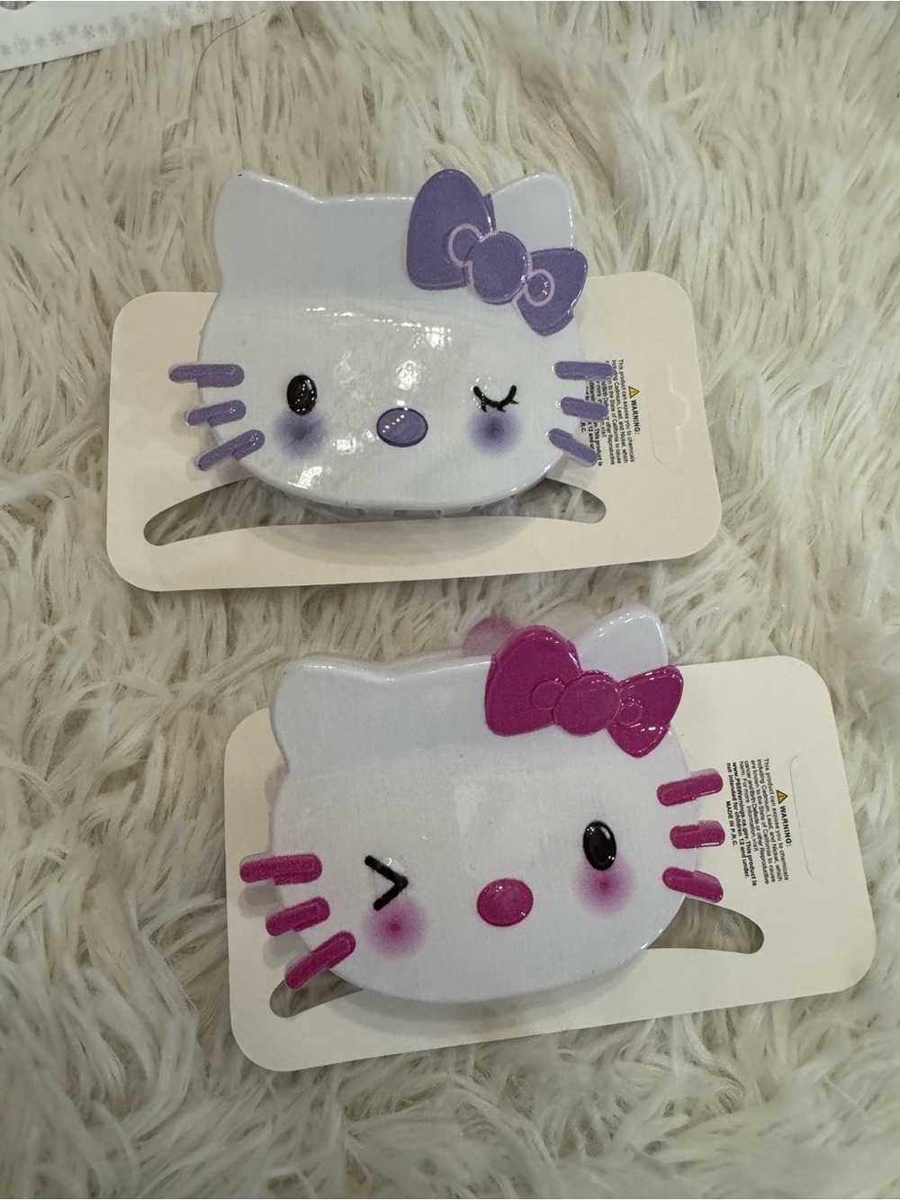 Cute Hello Kitty Hair Clip claw Set of 2 Pink and Purple